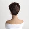Korte Synthetische Golvende Pruiken voor Dames Natuurlijk Gelaagd Bruin Haar met Pony voor Dagelijks Feest Kostuum Hittebestendige Vezel