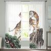 Transparente Vorhänge aus Chiffon mit Tiger, der auf einem Felsen steht, für Wohnzimmer, Schlafzimmer, Dekoration, Fenster, Tüllvorhänge