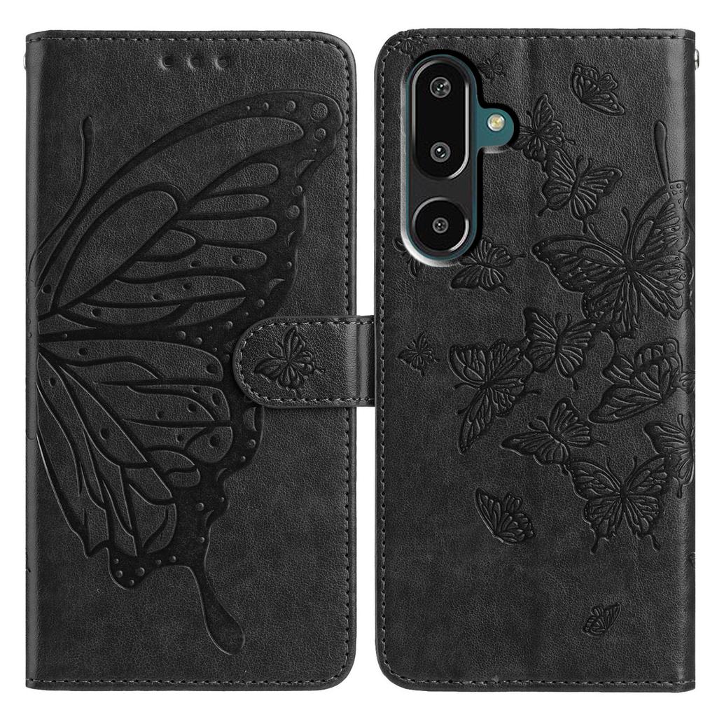 For Samsung Galaxy M16 5G/F16 5G Case Butterfly Imprinted Wallet Stand PU Leather Flip Phone Cover with Strap