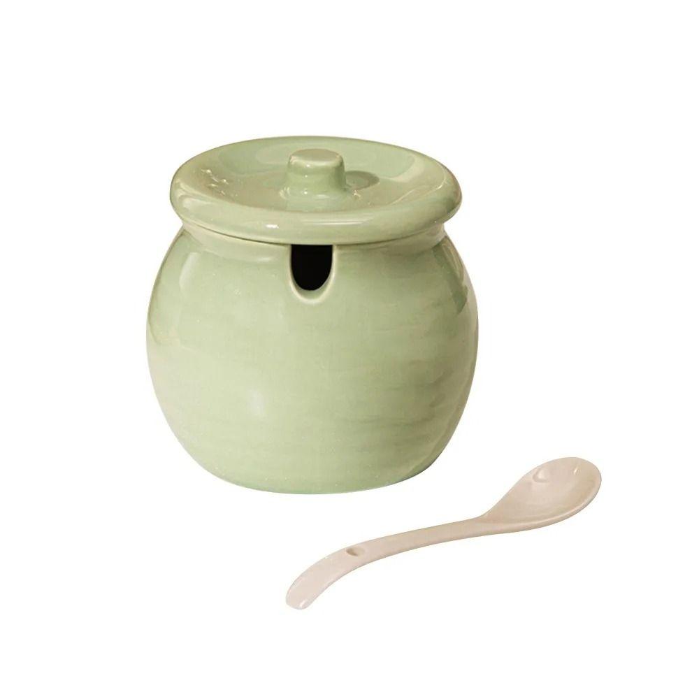 Dustproof Ceramic Lard Jar Large Capacity Condiment Container 3Size Spice Jars Salt/Sugar