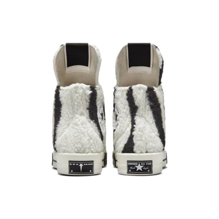 Rick Owens x Converse DRKSHDW TURBODRK Chuck 70 High Zebra Unisex Sneakers Hvit Liljehvit Svart A03943C