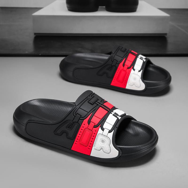 

Men Slippers Trendy Straight Line Slippers Indoor Home AIR Bathroom Slides Outdoor Sports Beach Slippers Soft Sole Clogs Slides 38-39