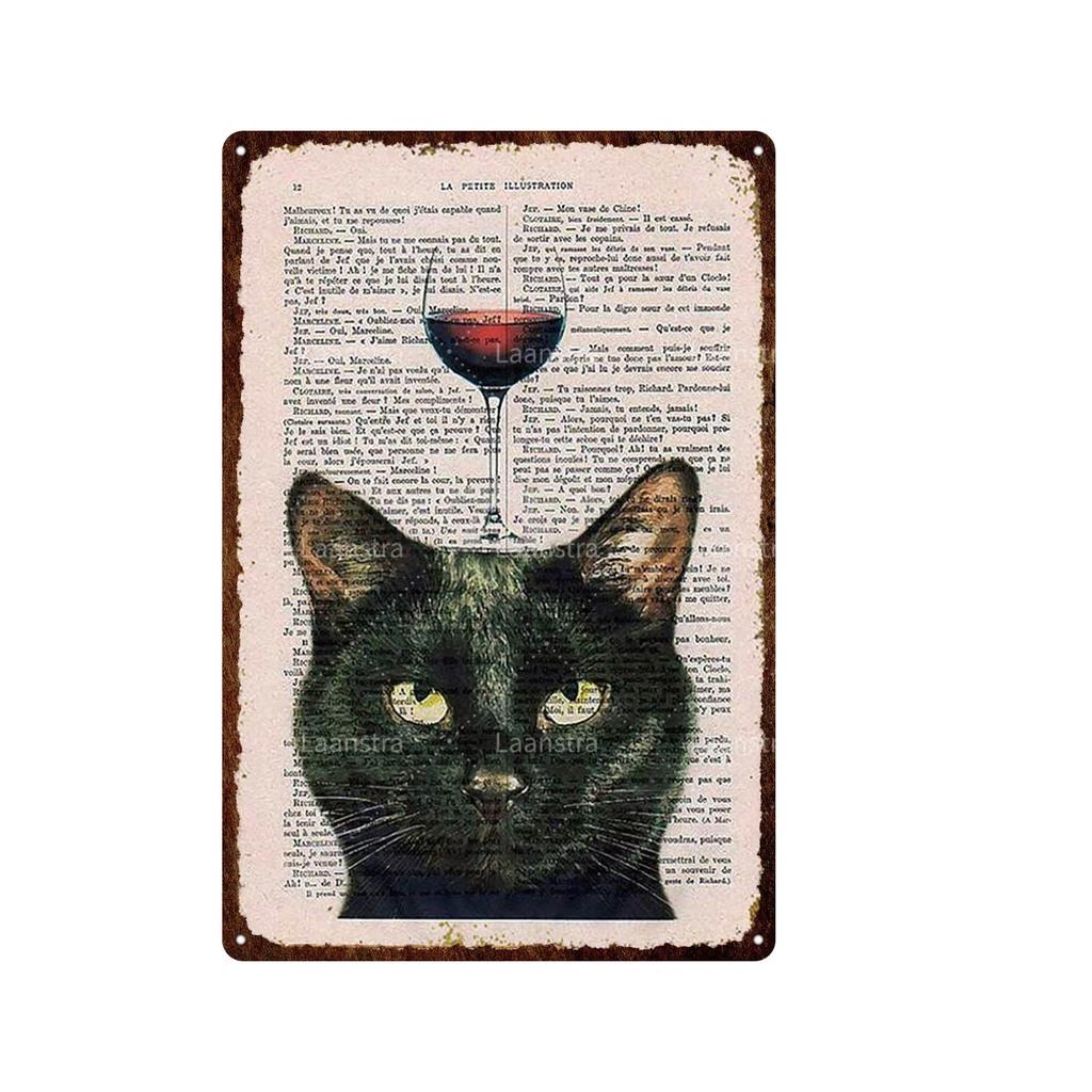 Cute Animal Funny Cat Metal Signs Vintage Metal Sign Painting Plate for Bar Club Pet Shop Decor Retro Poster Wall Decor Painting