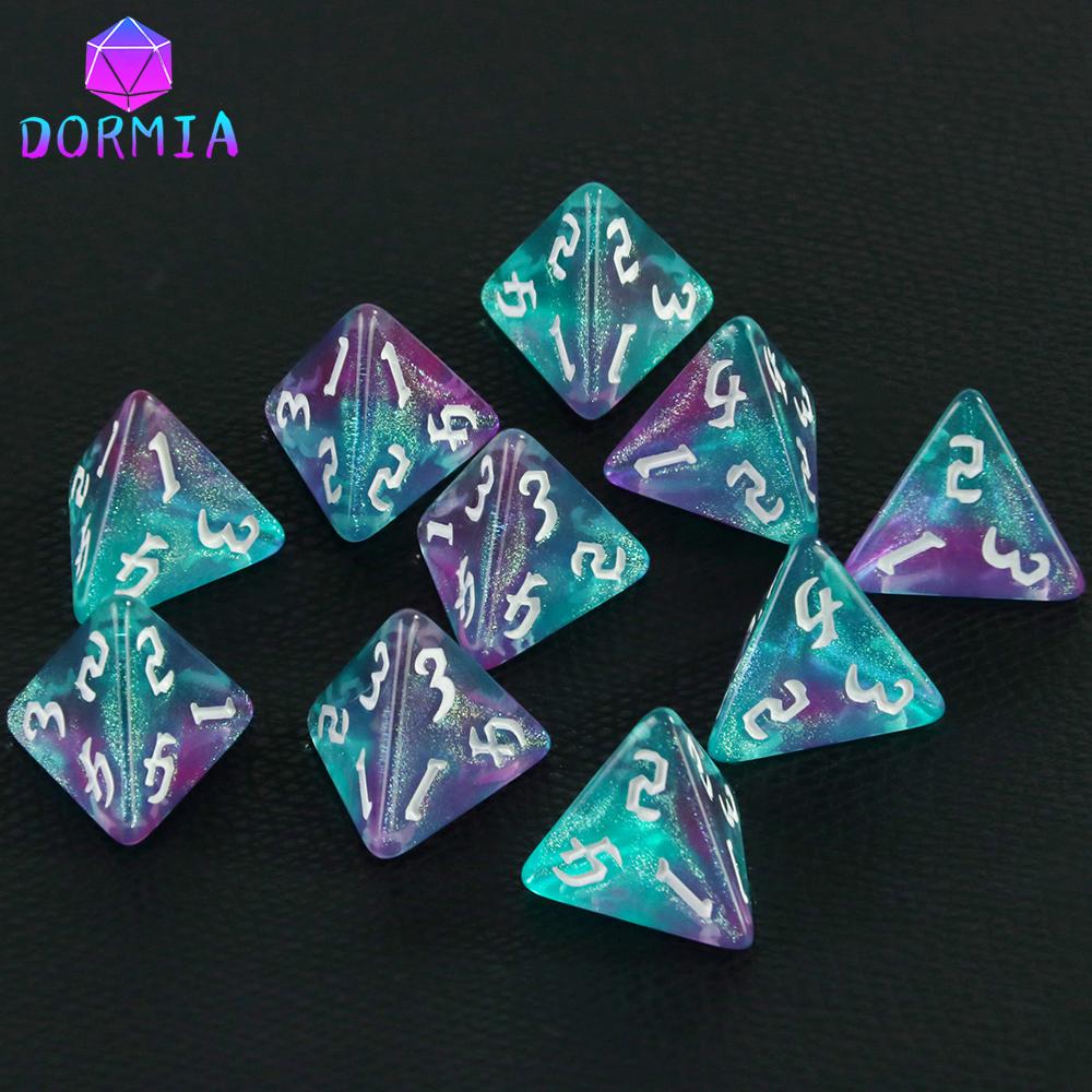 D4 Gemischte Farben Polyedrische Würfel Hohe Qualität 4-seitige Bunte Glitzerwürfel für Mathematikunterricht Spielen von Tischspielen