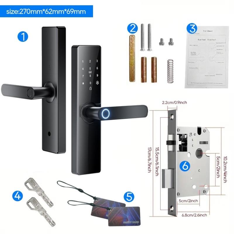 Pour Tuyas Maison Intelligente WiFi Télécommande Déverrouillage Serrure de Porte Électronique à Empreintes Digitales Avec Carte Clé IC Porte d'Entrée Serrure à Mot de Passe Tactile