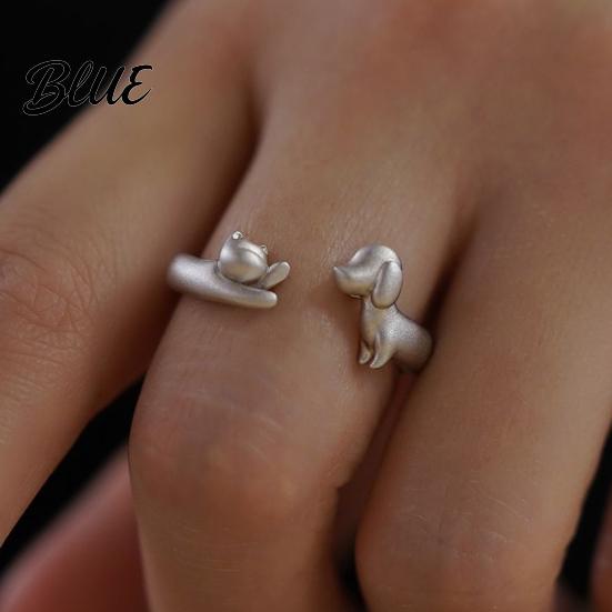 Engraved Pet Ring Cat And Dog Adjustable Alloy Open Memorial