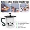 Doppelwandige Glasmilch-Saft-Tasse, kreative süße Katzenform, Kaffeetasse, Cartoon-Paar-Teetasse mit Deckel, Haushalt, Büro