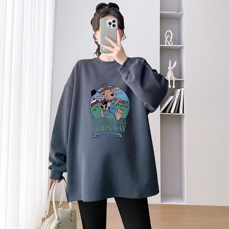 Petite Maternity Apricot Hoodie & Little Dog Two-Piece Set - 2026 Spring/Autumn 2XL