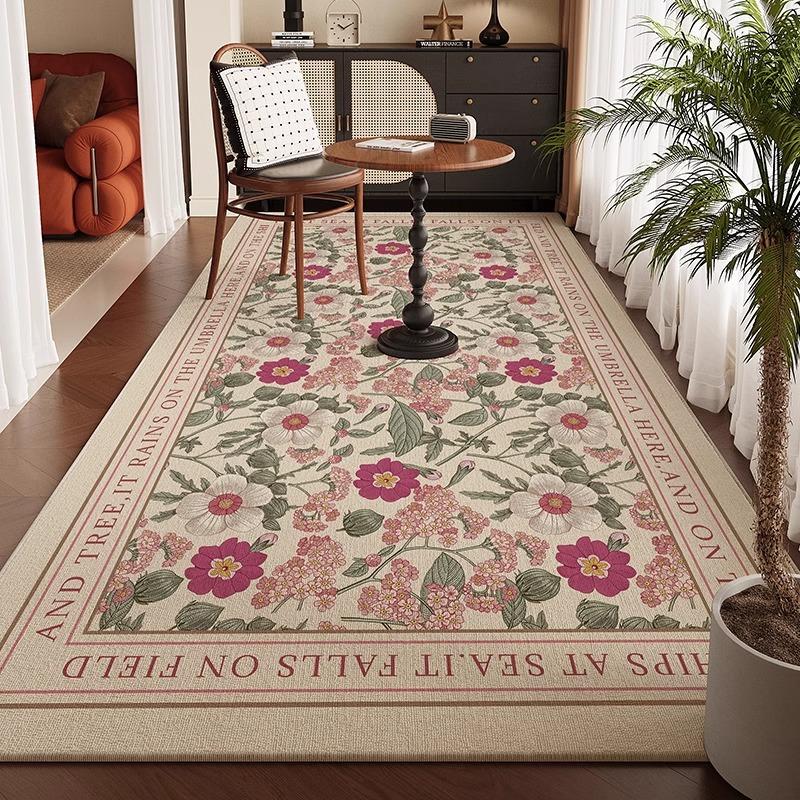 

American Style Floral Living Room Carpet Light Luxury High-end Printed Bedroom Bedside Floor Mats Large Area Runner Rug Tapis 60x150cm(23x59inch)