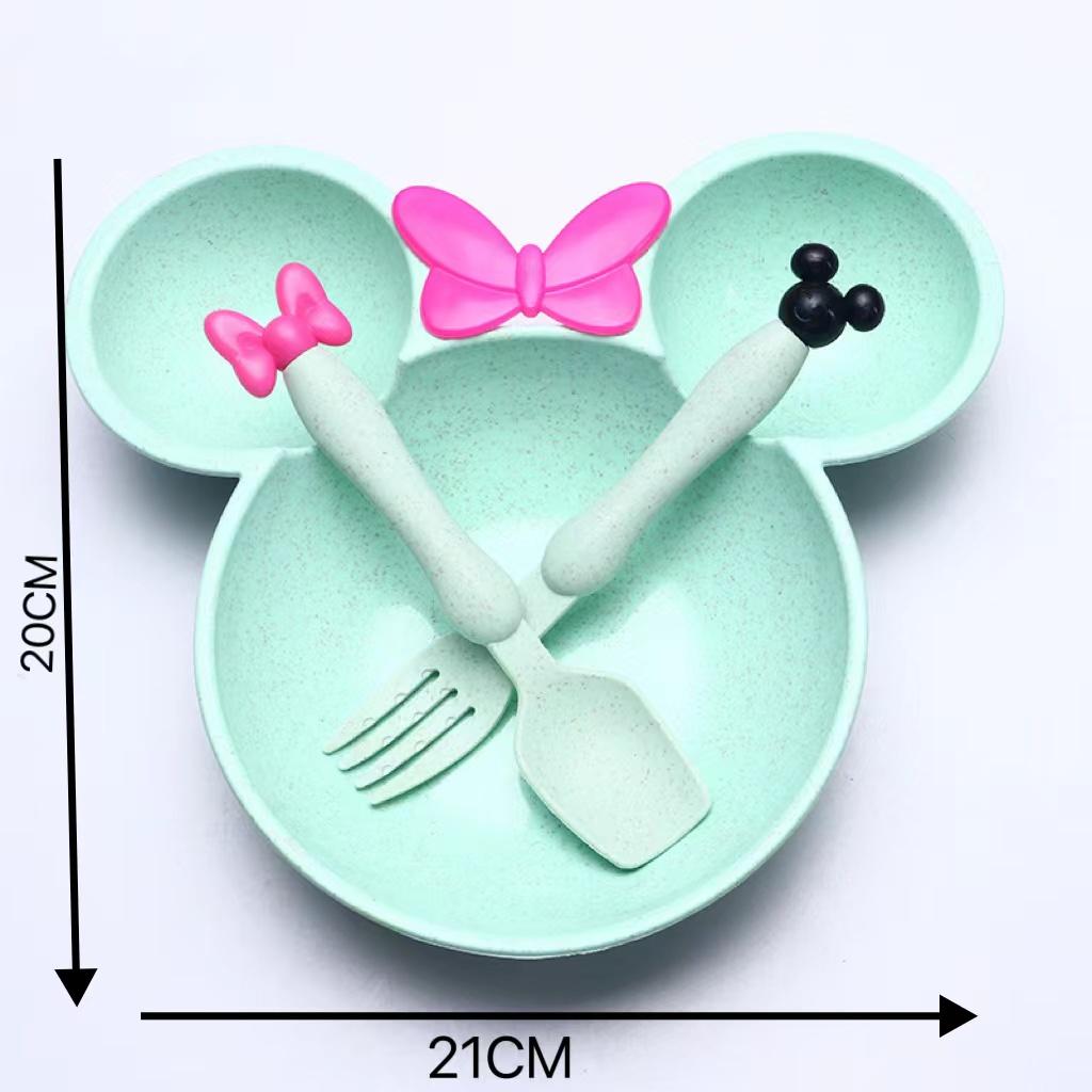 1/4 set of cartoon children s tableware kindergarten plates baby food dividing utensils bowls spoons forks set feeding plates