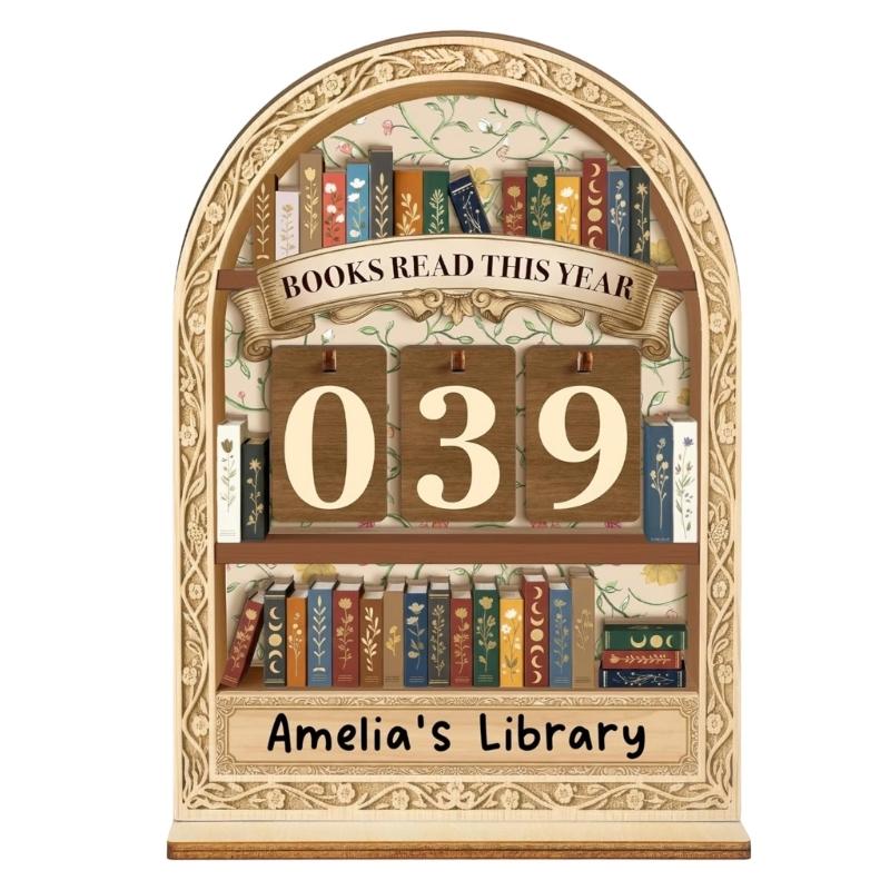 Books Read This Year Counter Fantasy Book Trackers Sign for Home Library Decors Bookworm Gift for Women Teachers
