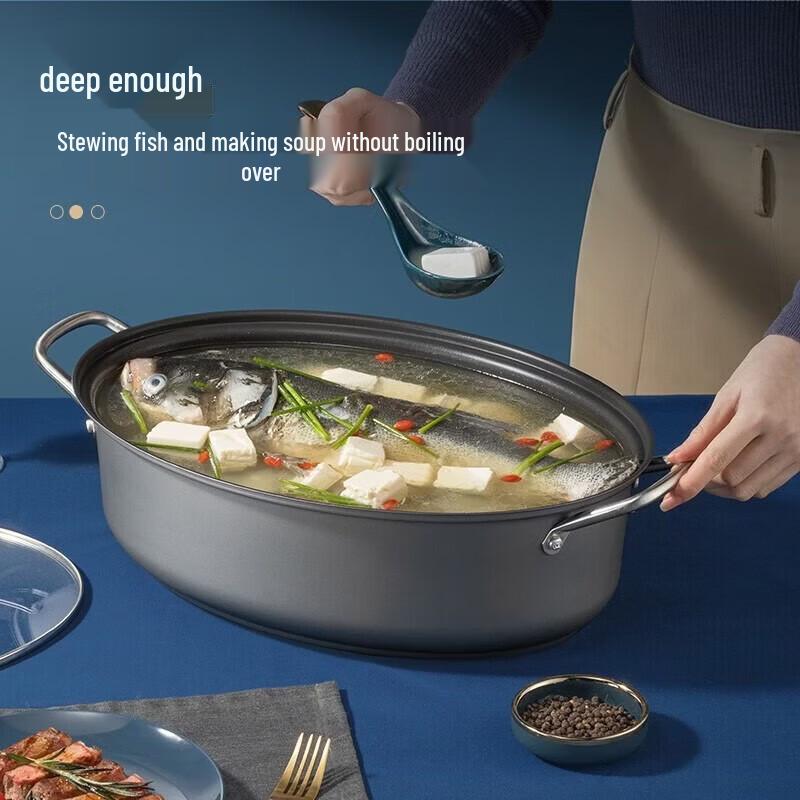 COOKER KING 39cm Oval Carbon Steel Fish Steamer