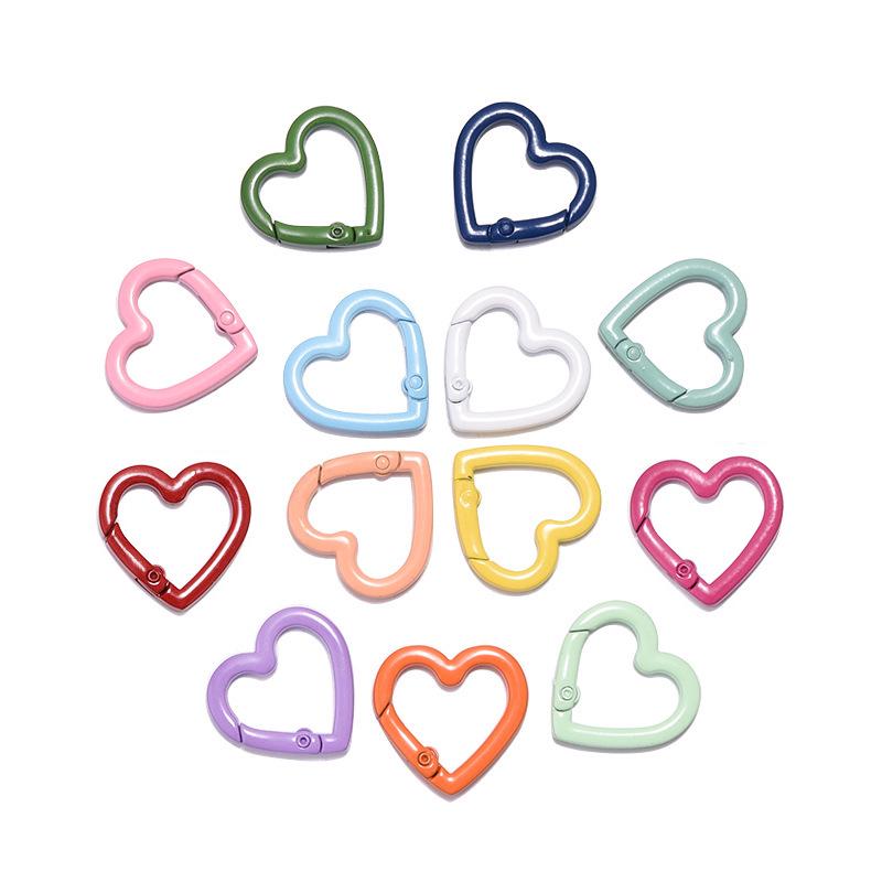 Heart-Shaped Colorful Spring Buckle Keychain DIY Jewelry Accessories