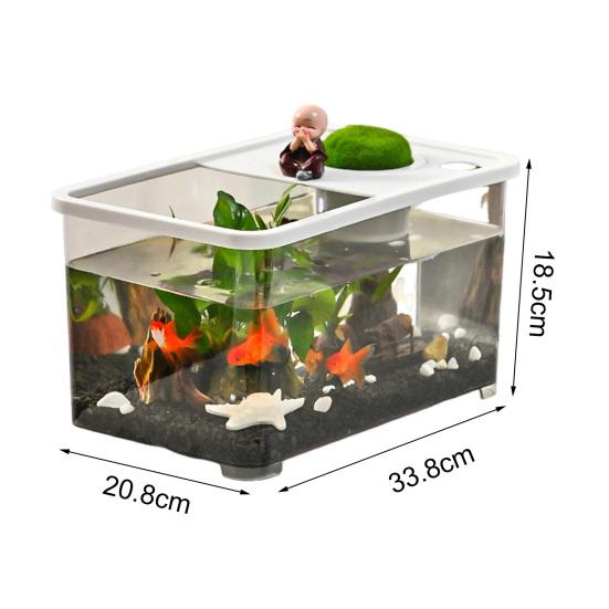 Plastic Fish Tank Small Betta Fish Tank with Hanging Basket Household Aquarium Turtle Tank Kit for Turtles Crabs Fishes Amphibians Reptiles