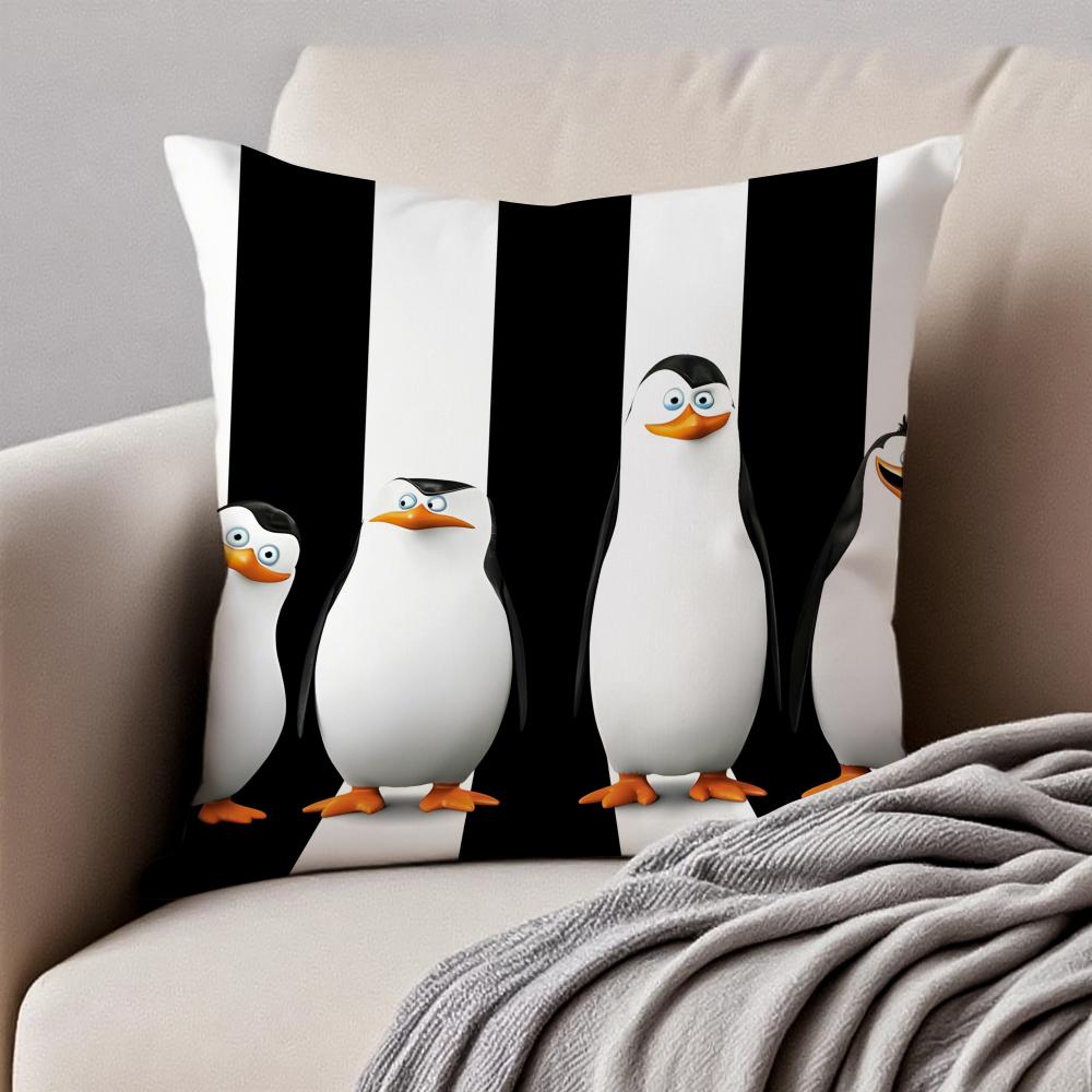 Die Pinguine von Madagaskar Kissenbezug Kissenhülle Milbenschutz Unsichtbarer Reißverschluss Kurzer Plüsch Sofakissen