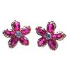 585 Purple Gold Plated 14K Rose Gold Inlaid Flower Ruby Earrings for Women Classic Glamour Luxury Engagement Dinner Jewelry