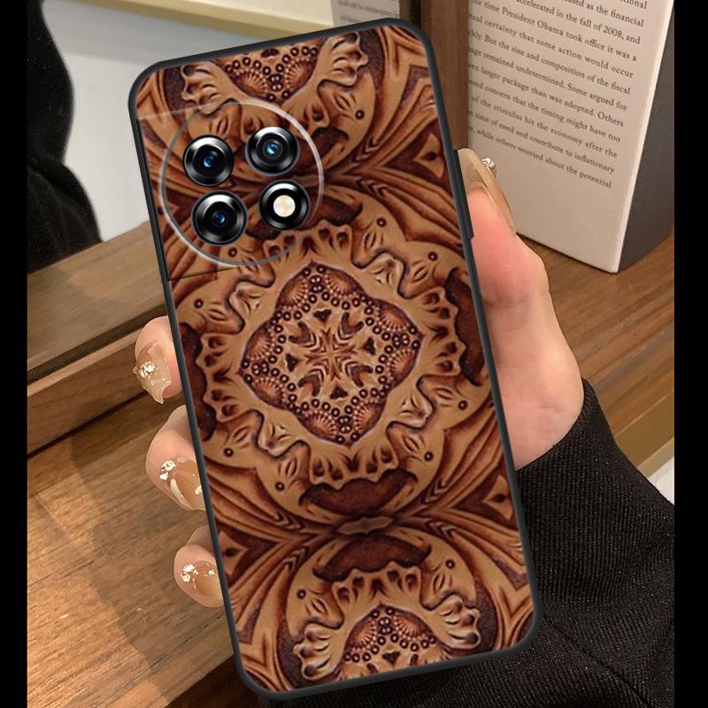 

Brown Hand Tooled Western Case For OnePlus 15R 13R 13T 12R 15 13 12 11 10 Pro 10T Nord CE 3 4 Lite N20 N30 Nord 5 Cover OnePlus 11