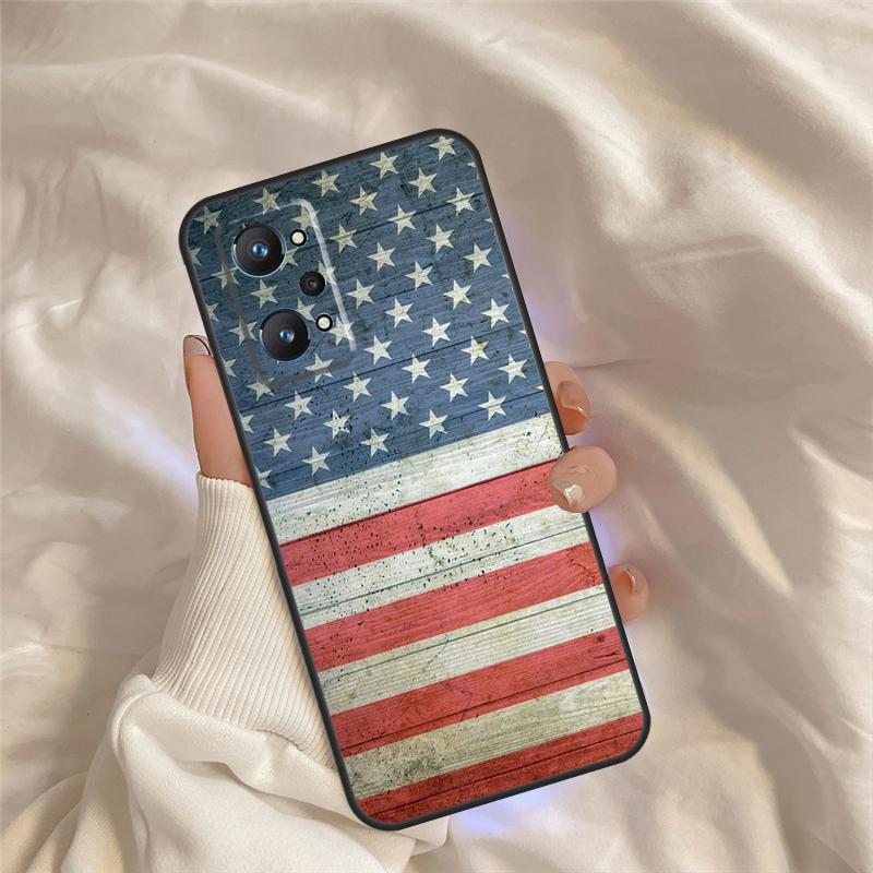 America USA Flag Case For Realme C55 C71 C75 C61 C53 C33 C63 C51 C65 C67 11 12 13 14 15 Pro Plus GT6 GT7 Pro