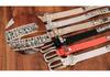 Ethnic Style Retro Rivet Leather Belt with Rhinestone Inlays for Women