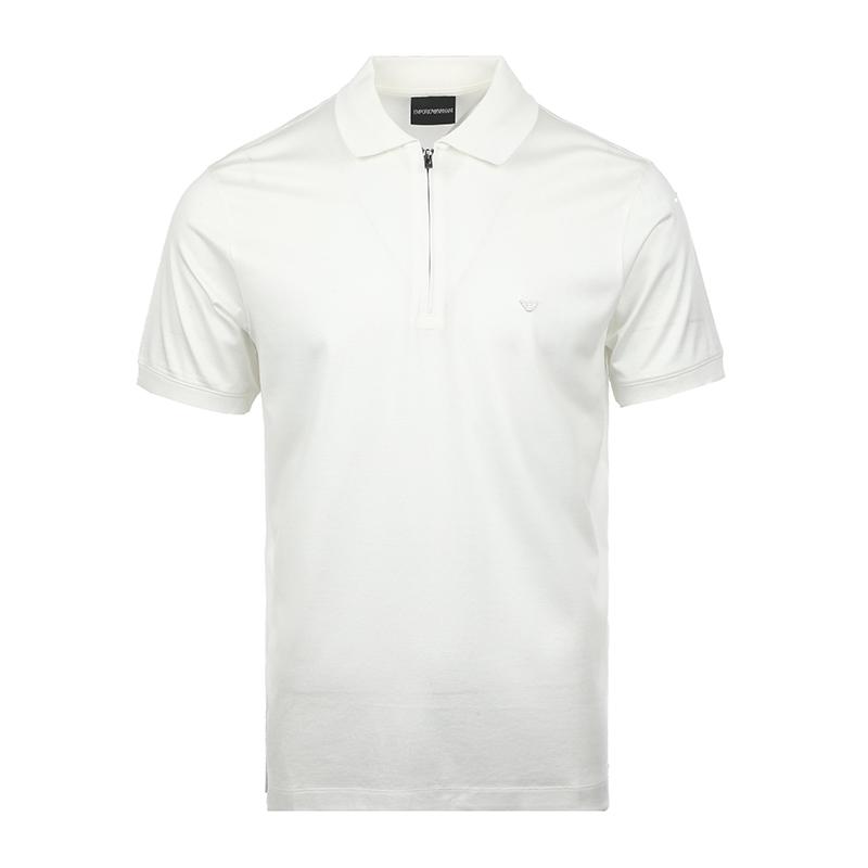 Emporio Armani Ss25 Eagle Embroidered Logo Solid Color Short Sleeve Polo Shirt Men Polo Shirts White EM001082-AF10017-U0003 L