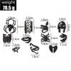 Electrophoretic Black Adjustable Snake Skull Love Spider Mask 11-piece Ring Set