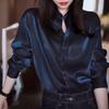 Office Lady Solid Color Blouse Fashion Single-breasted All-match Spring Autumn Stand Collar Women's Korean Long Sleeve Shirt New