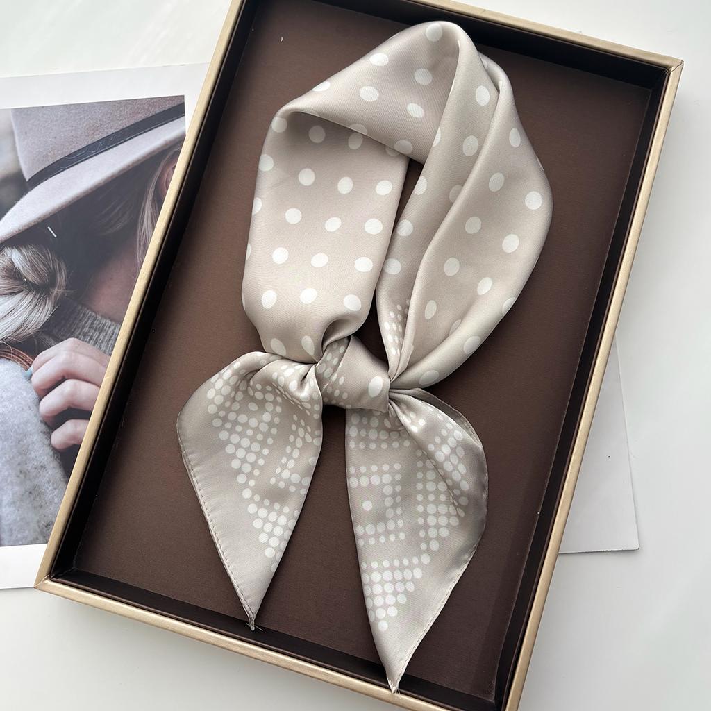 Lady Dot Print Scarf Silk Feeling Square Neckerchief Bandana Women Shawl Scarves Wrap Head Kerchief Hair Band Ties