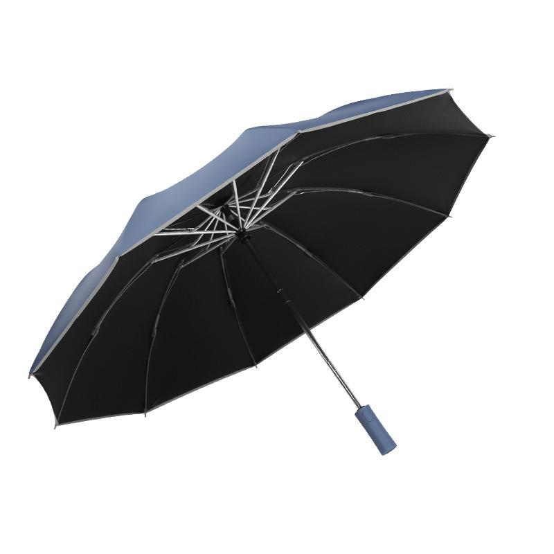 Fully automatic reverse umbrella car mounted LED light reflective strip folding umbrella flashlight umbrella