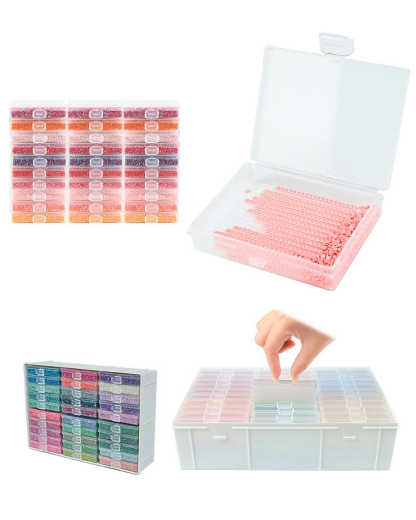 Diamond Painting Storage Set: Flip Drill Plate with 30 Boxes + Storage Box & Stickers