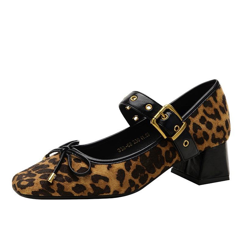 Fashion Fashion Women's High Heels 2025 High Quality Square Toe Mary Jane Bow Buckle Dress Party Pumps Women's Lolita Shoes Ballerinas