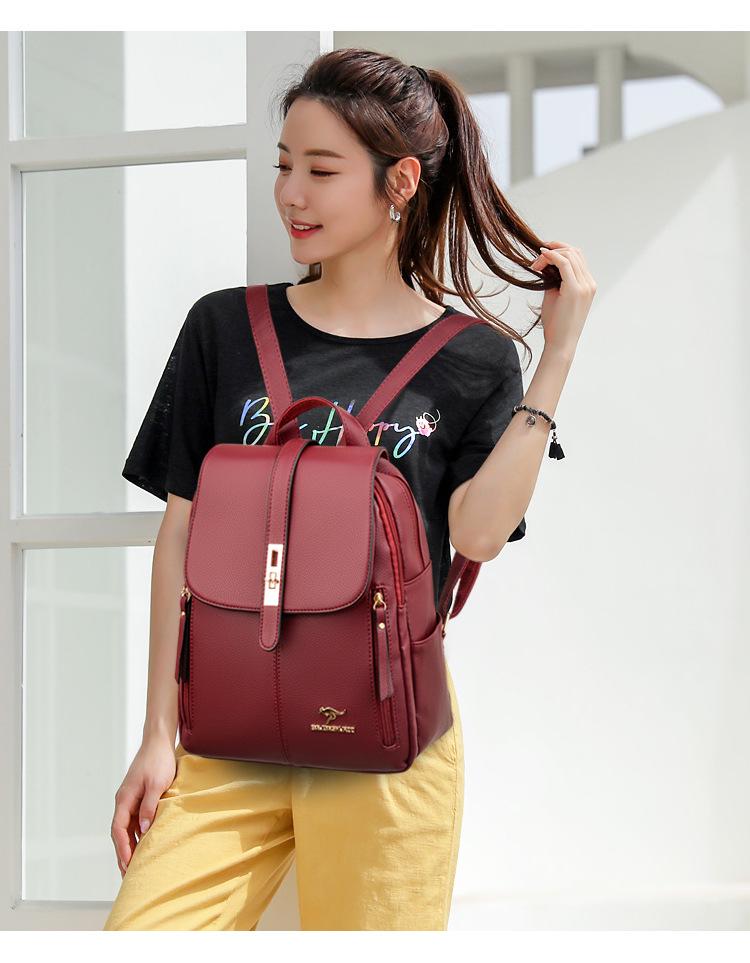 2025 Women's Versatile Korean Style Soft Leather Backpack - Large Capacity, Simple Design