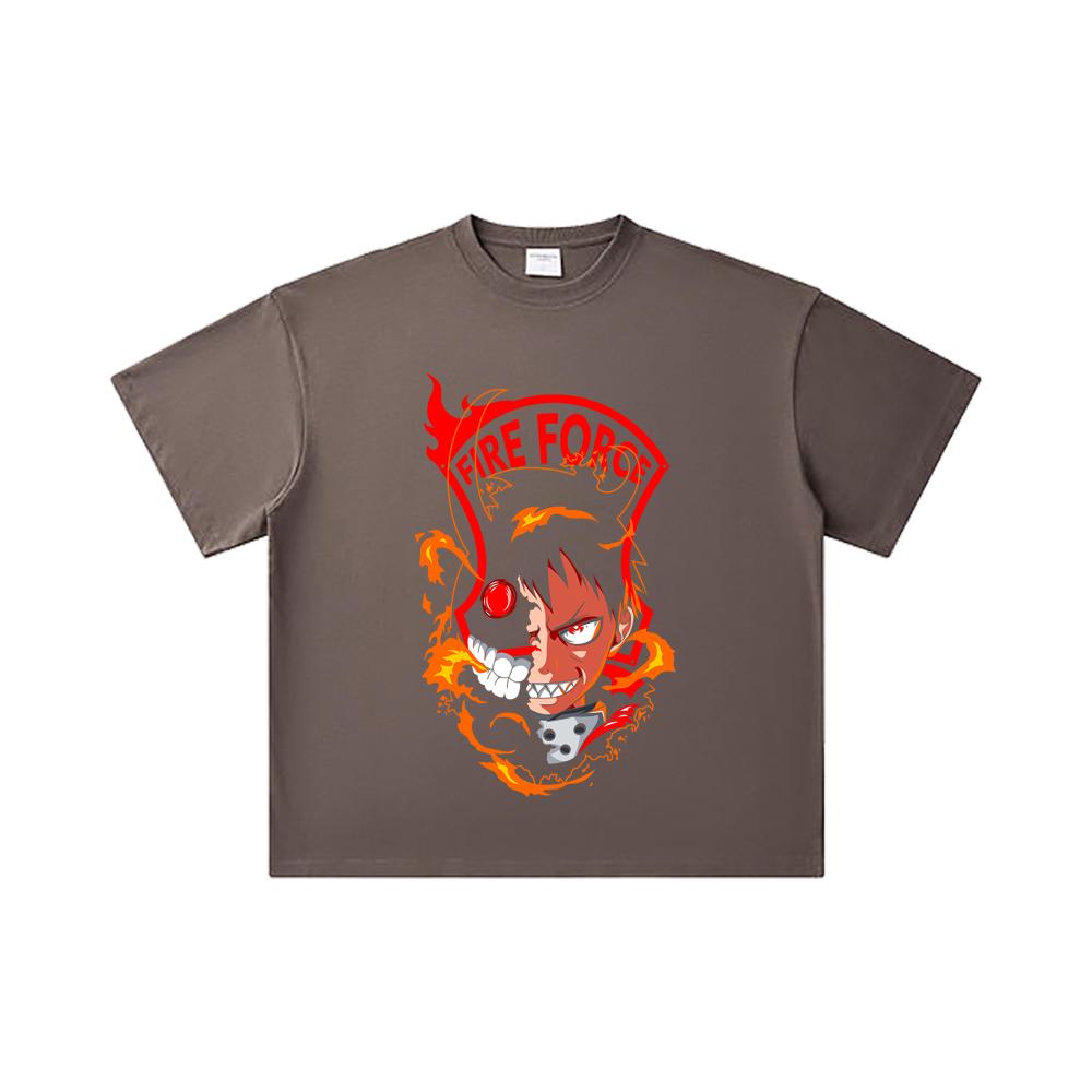260 GSM Double Yarn 32 Count 100% Cotton Fire Force V1 Shinra Print Unisex Heavy Cotton T Shirt… More