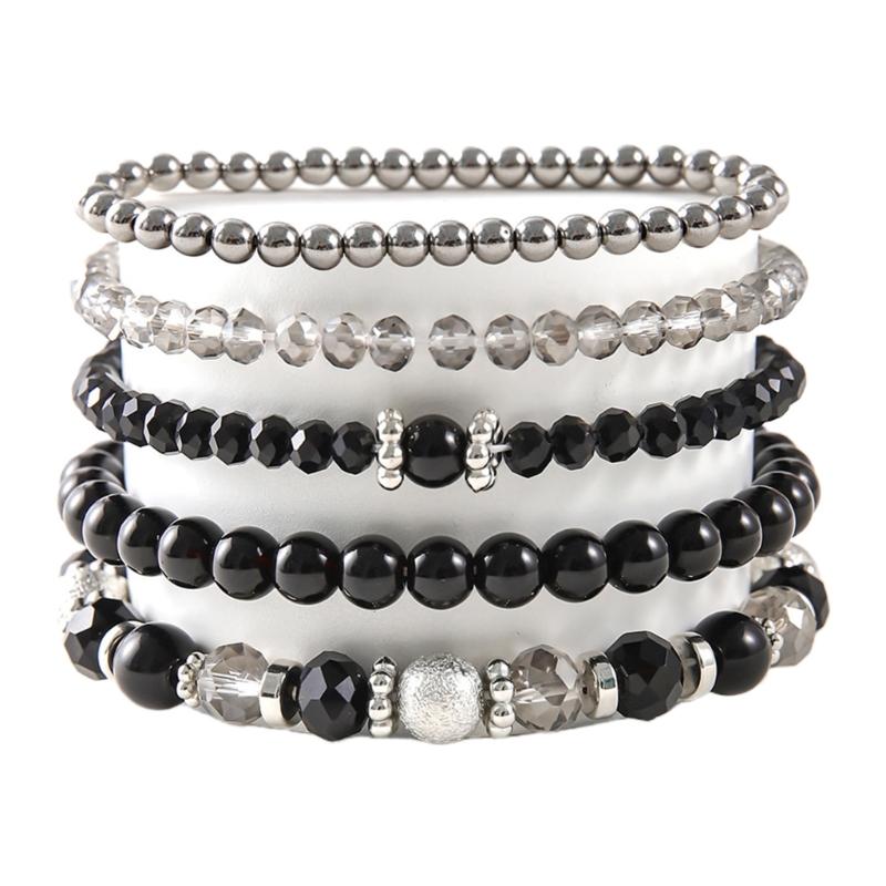 Pack of 5 Fashionable Crystal Bead Bracelet Elegant Crystal Bead Bracelets Perfect for Everyday Wear Gatherings