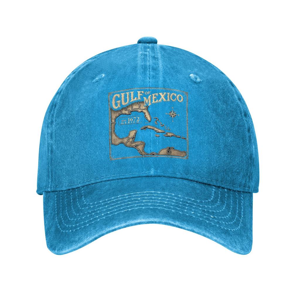 Gulf of Mexico 1672 Historic Map Baseball Cap Vintage Distressed Washed Forever Beach Headwear Men Women Outdoor Adjustable Hats