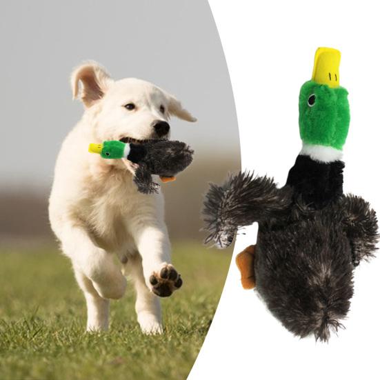 Plush Mallard Dog Toy Stuffed Duck Dog Chew Toy with Built-in Squeaker Indestructible Dog Toy for Aggressive Chewers Teething Fetch Tug