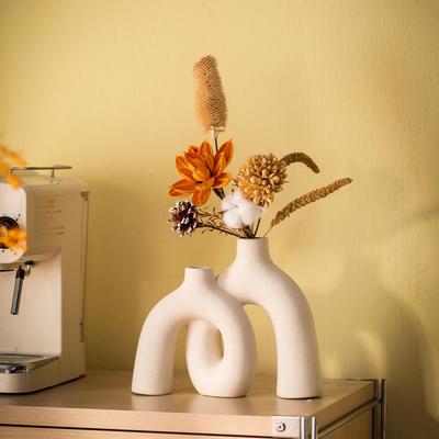 Nordischer Stil Weiße Keramikvase für Elegante Wohnzimmer-Blumenarrangements