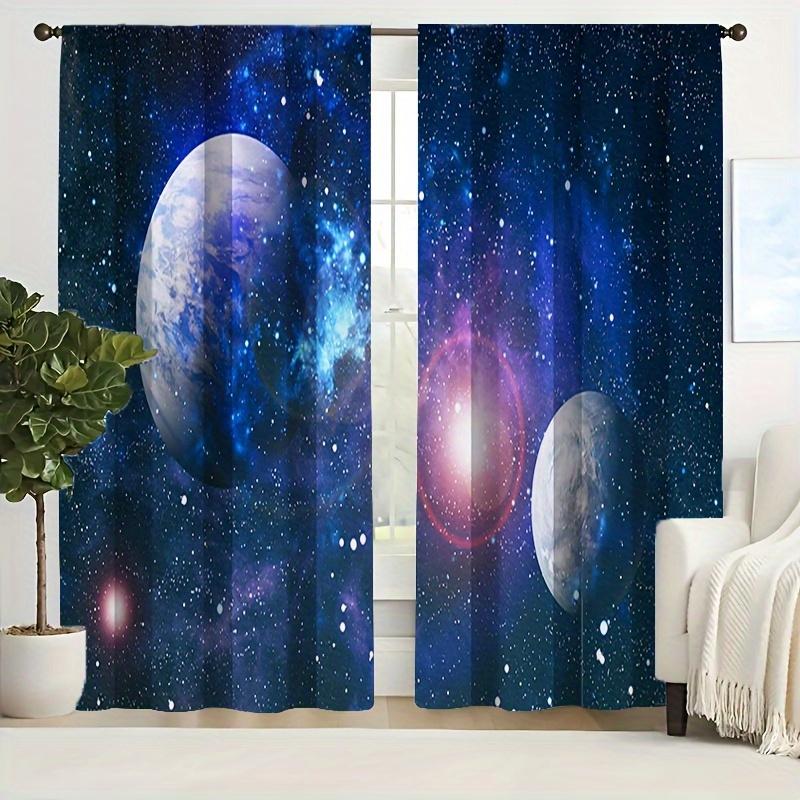 

3D Планеты Космос Галактика Светящиеся Шторы для Спальни Гостиной Офиса Домашний Декор Карманный Дизайн Гламурный Стиль Комплект из 2 предметов Milled cotton fabric&Rod Pocket