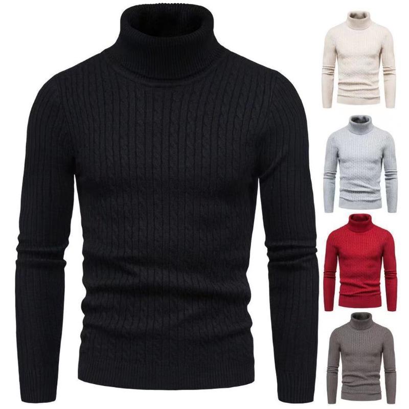 Men’s Slim Fit Mock Neck Pullover Knit Sweater