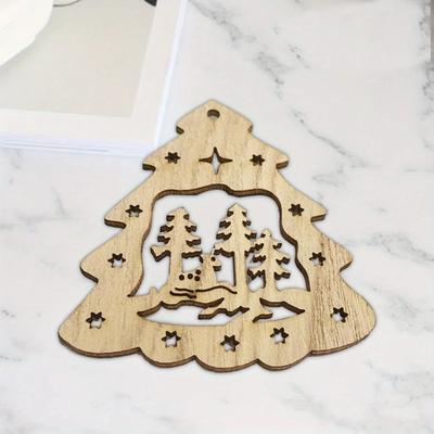 20/30/40 Pcs Wooden Christmas Tree Decorations with Rope, Hand-painted Artwork, Christmas Holiday Decorations