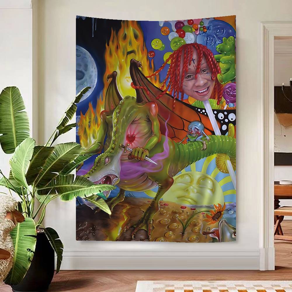 Trippie Rapper Singer Redd Colorful Tapestry Wall Hanging Bohemian Wall Tapestries Mandala Wall Hanging Sheets