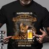 Happiness Is an Old Man with a Beer and a Bengal Sitting Near - Bengal Cat Shirt