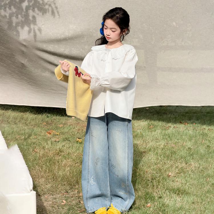 

Girls Knit Vest & Lace Shirt Set - Stylish Spring & Autumn Two-Piece (2026) 170 cm