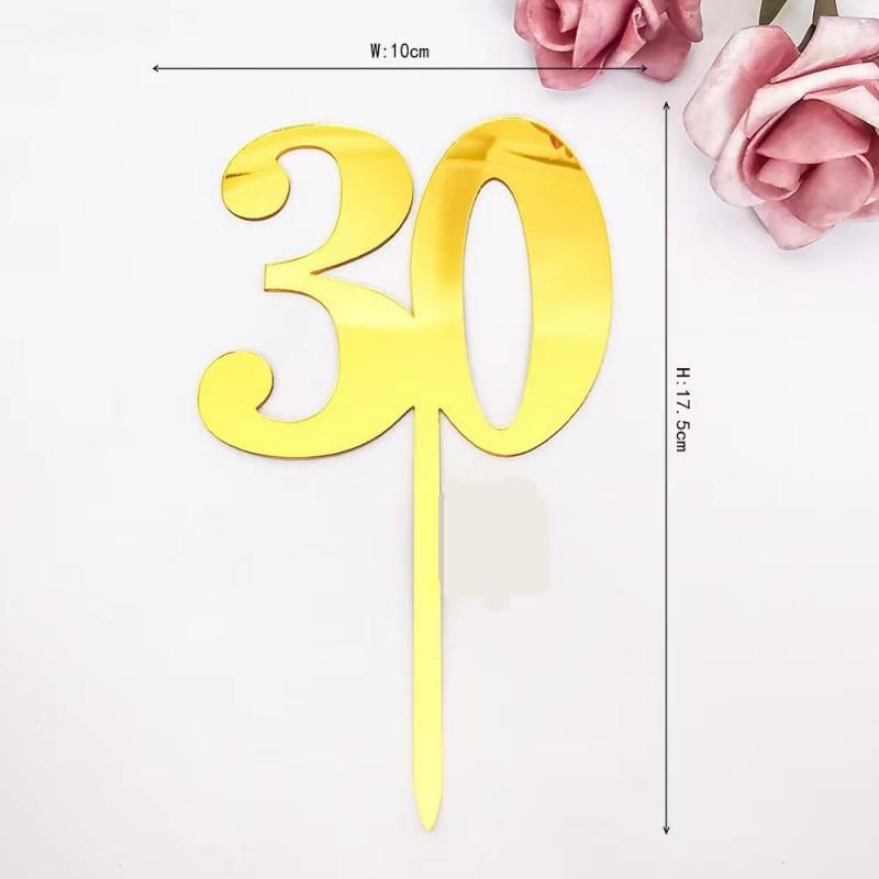 Nummer 18 21 30 40 50 60 100 Acryl Dekorativer Stecker Hochzeitstag Geburtstagstorte Plakette