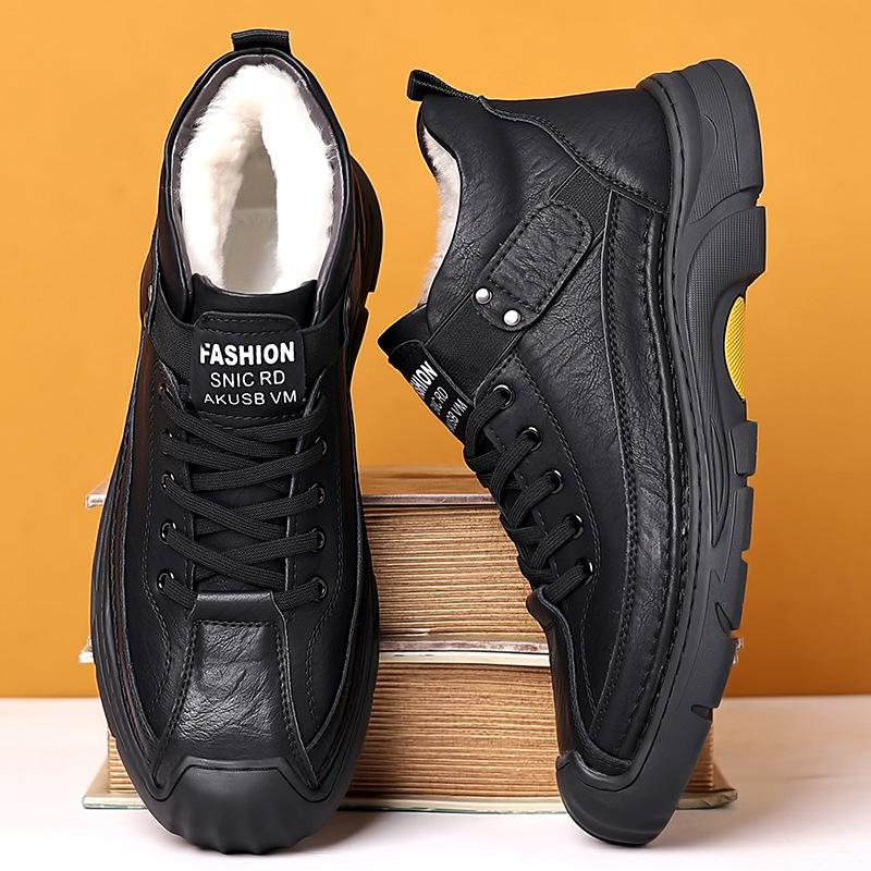 Herren Stiefel Winter High Top Lederschuhe Mode Baumwollschuhe Mode Stiefeletten Business Casual Outdoor Schuhe Männliche Sneakers Neu