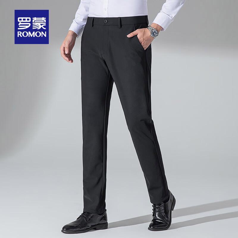 Luomeng Herren Four-Way-Stretch Fleece-gefütterte Straight-Leg Business Casual Hose