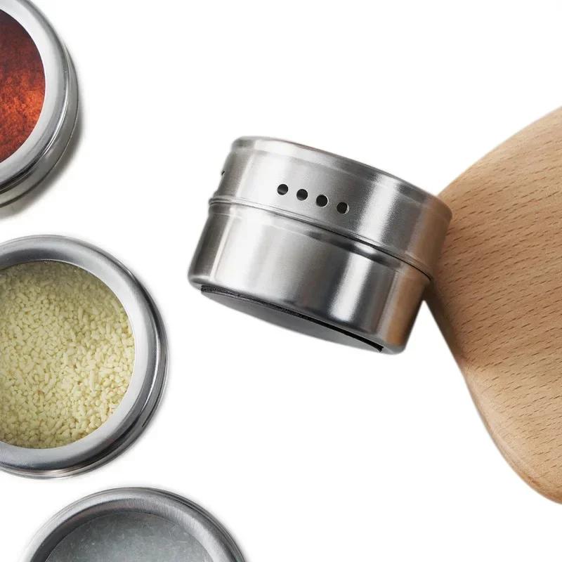 Seasoning Box Magnetic Wall-mounted Magnet RV Barbecue Sprinkler Octagonal Storage Box Portable Kitchen Good Seasoning Box
