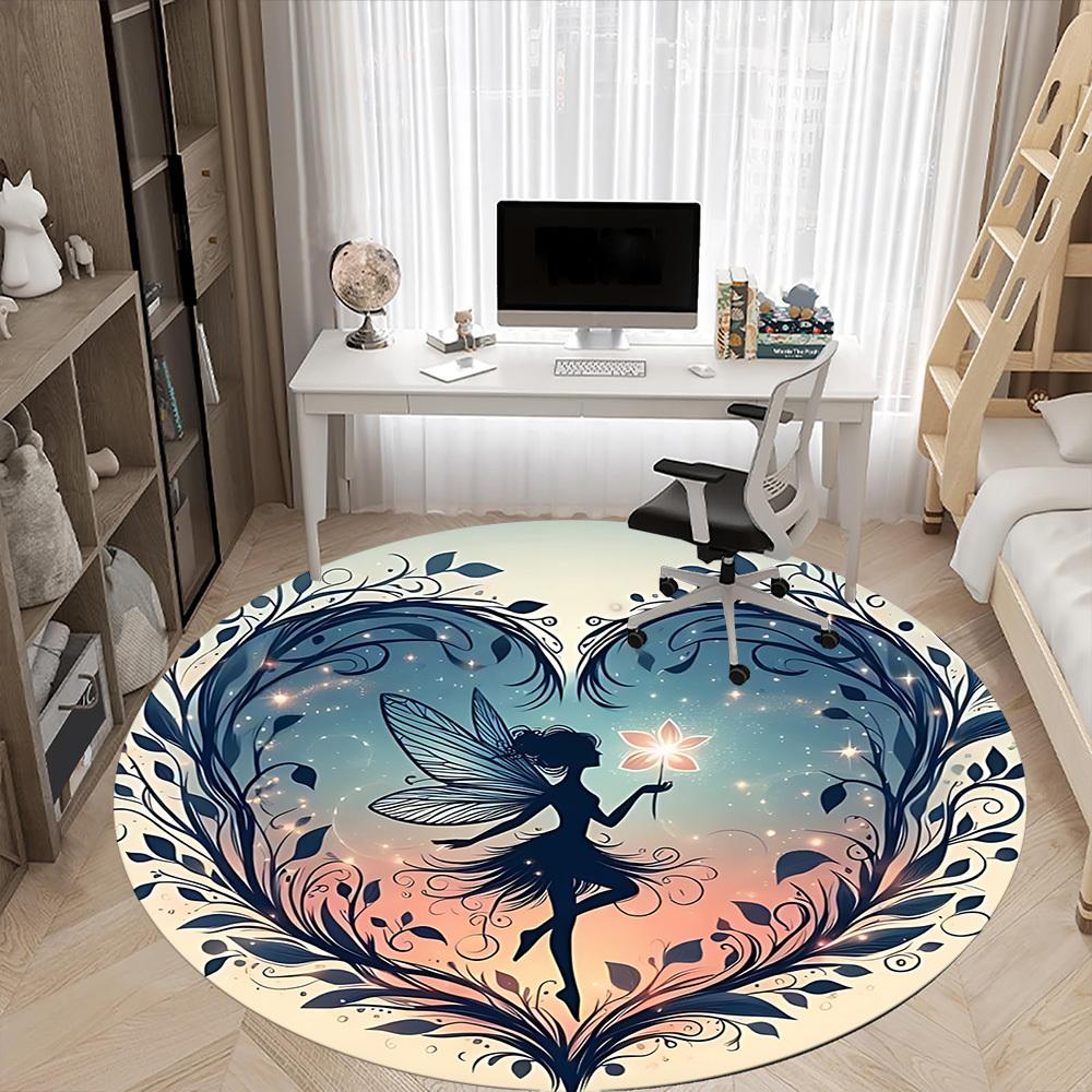 1pc Fairy Fantasy Office Round Area Rug,  Mat Suitable ForOffice, Under Office Chairs Bedroom Living Room Home Decor, Room Deco