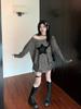 Women's Star Design Off-Shoulder Long-Sleeve T-Shirt - Spicy Girl Autumn Edition, Loose Fit with Drawstring Hem