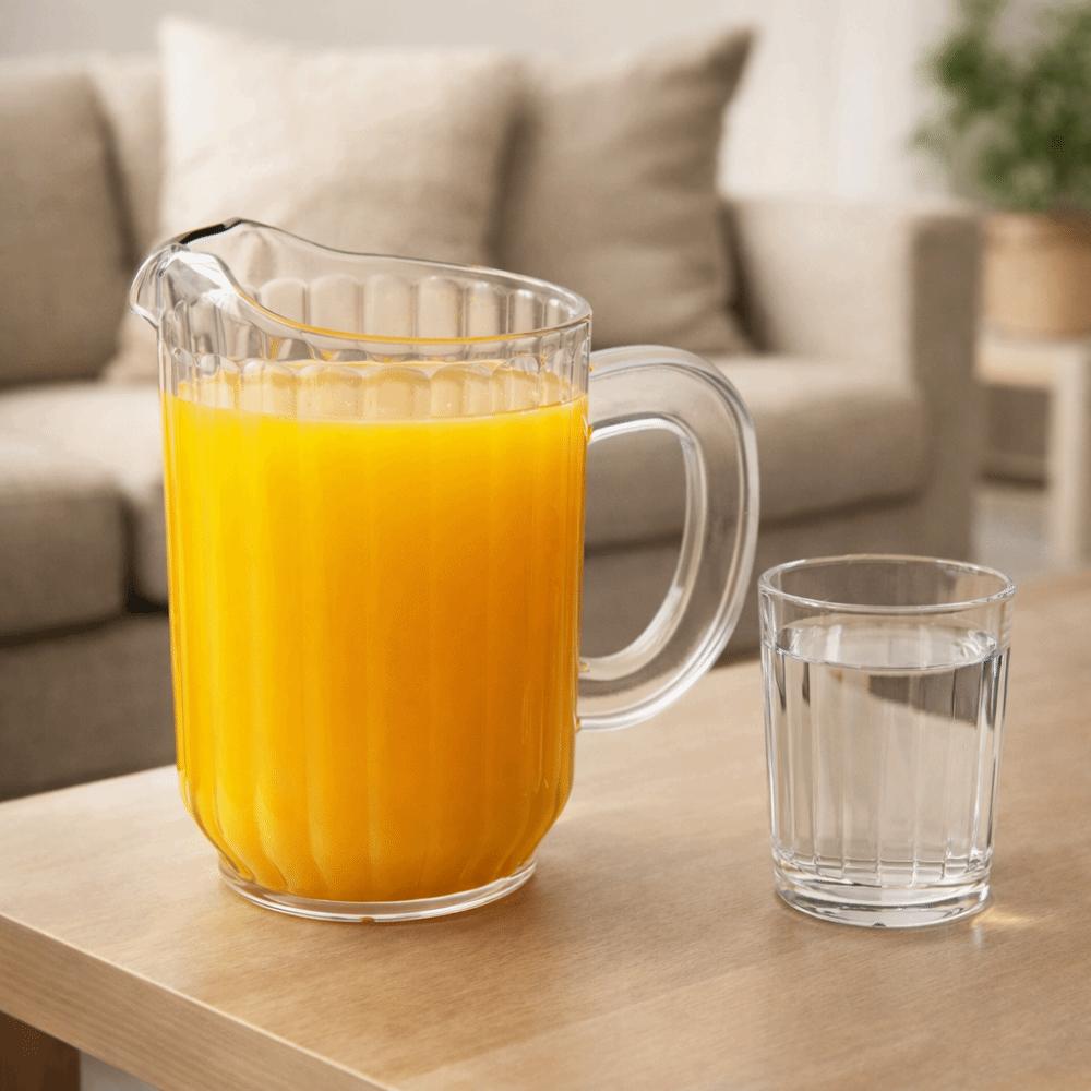 Transparent Striped Drink Pitcher Heat Resistant Cold Water Kettle Juice Jug  Dinning Table