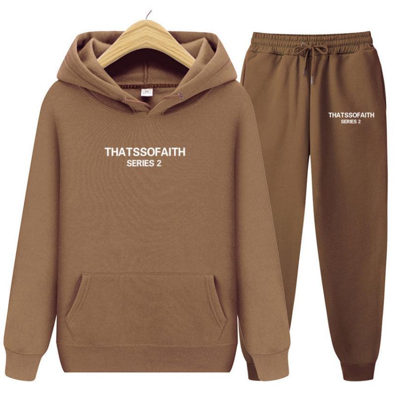 Independent Station Europe and the United States popular women's clothing letter printing hooded sweater fashion casual hair grabbing trousers set